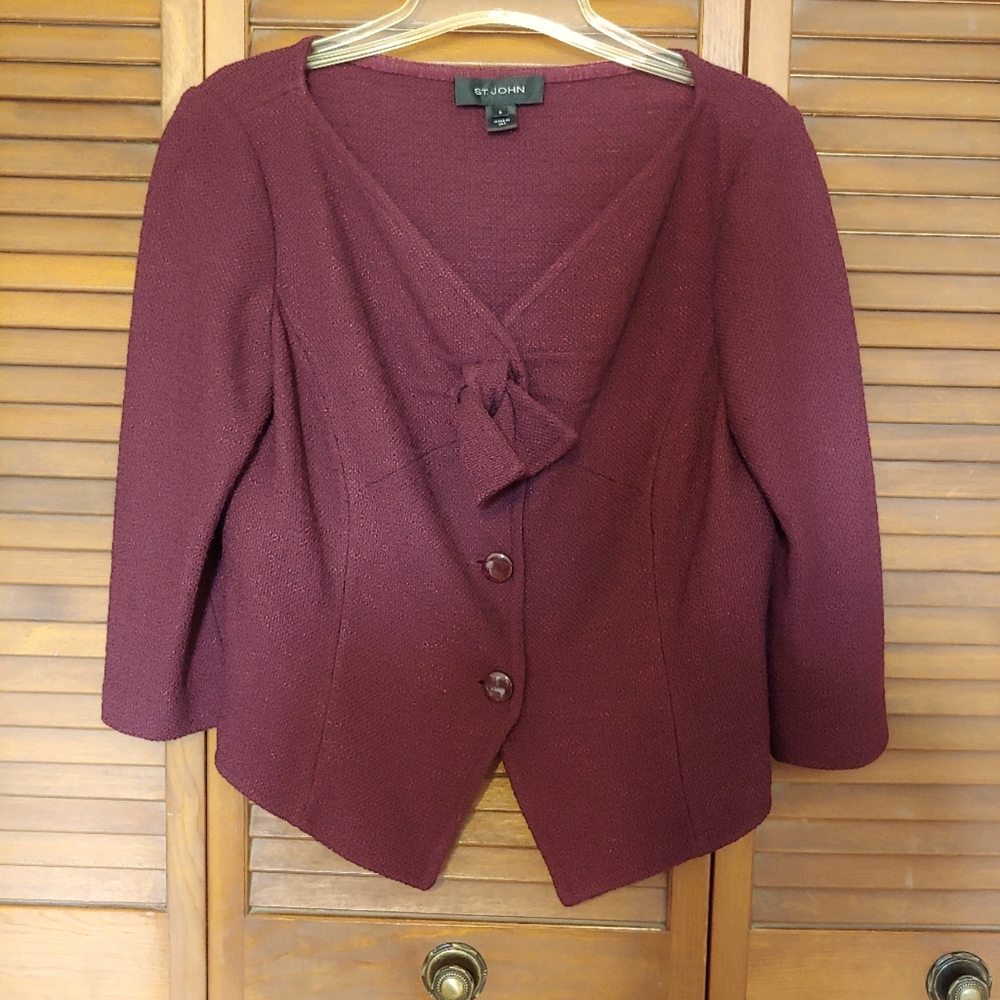 St John Black label knit button front blazer